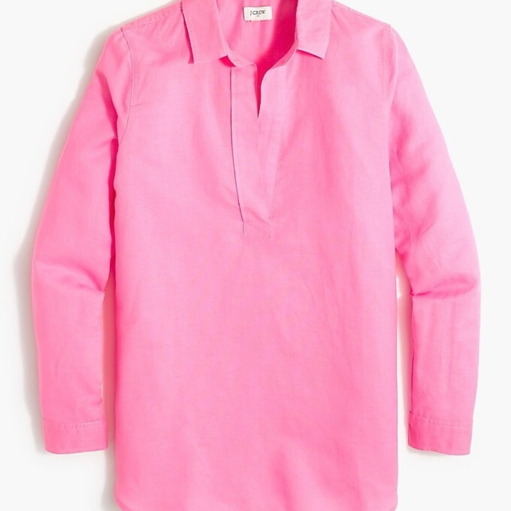 J. Crew High-Low Linen Cotton Poplin Top